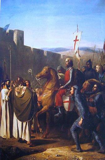 Baldwin of Bologne enters Edessa, February 1098, painted in 1840  by J. Robert Fleury, Location TBD.